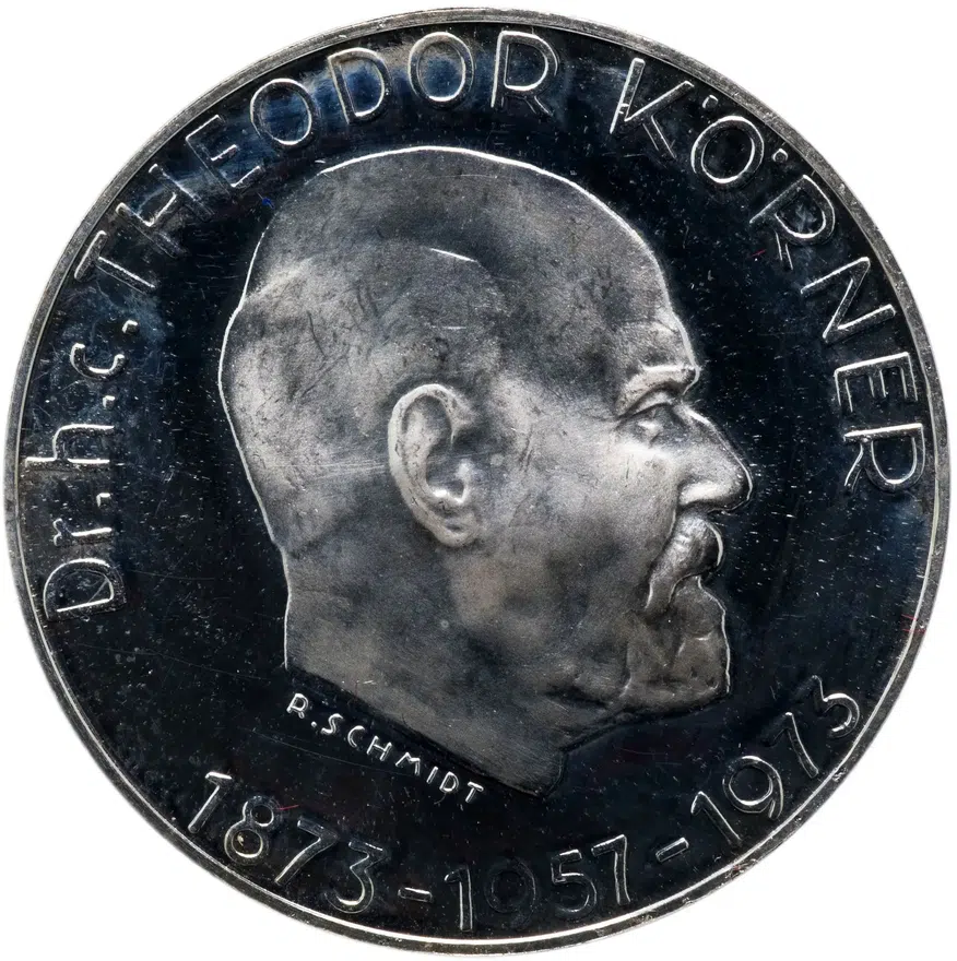 Австрия 50 шиллингов (shillings) 1973  100 лет со дня рождения Теодора Кёрнера, реверс