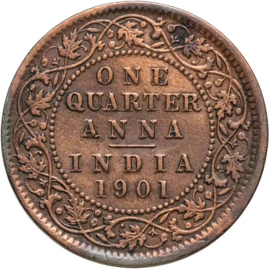 Индия (Британская) 1/4 анны (anna) 1901, реверс