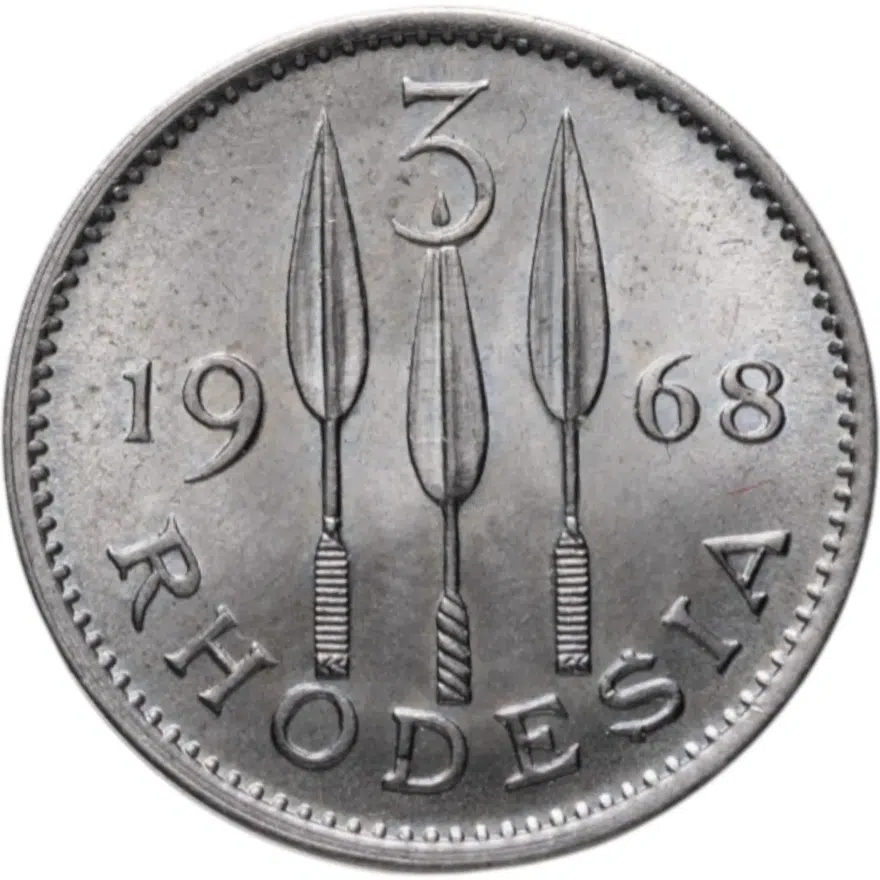 Родезия 3 пенса (pence) 1968, аверс