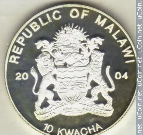Малави 10 квач (kwacha) 2004  Вымирающие виды - Жираф, реверс