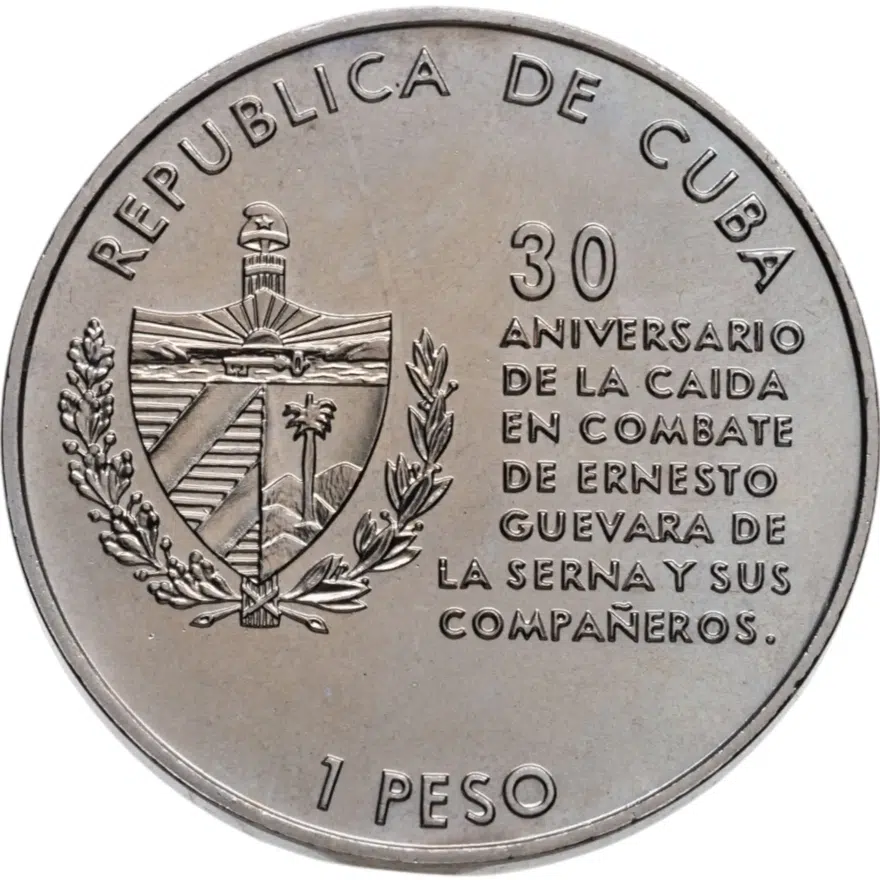 Куба 1 песо (peso) 1997  30 лет со дня смерти Эрнесто Че Гевары /портрет/, реверс