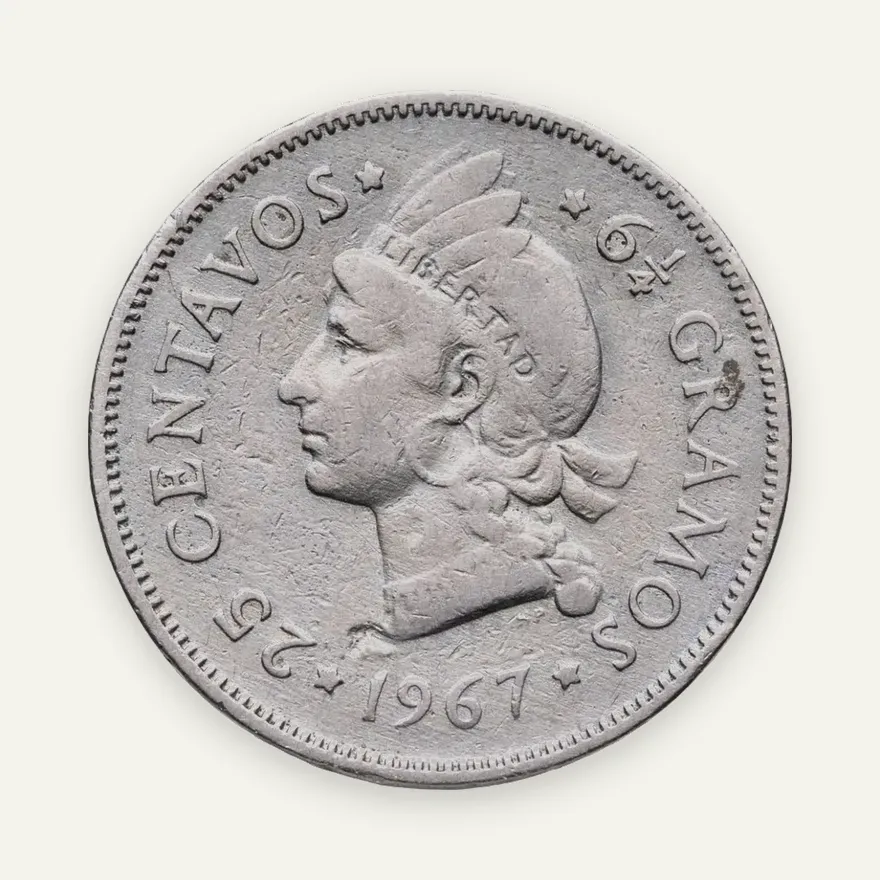 Доминикана 25 сентаво (centavos) 1967, реверс