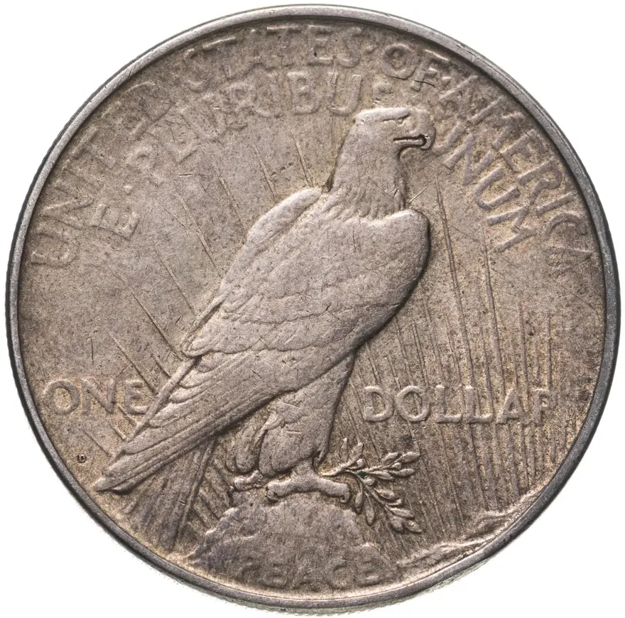 США 1 доллар (dollar) 1922 D Peace Dollar (мирный доллар) знак монетного двора "D" - Денвер, аверс