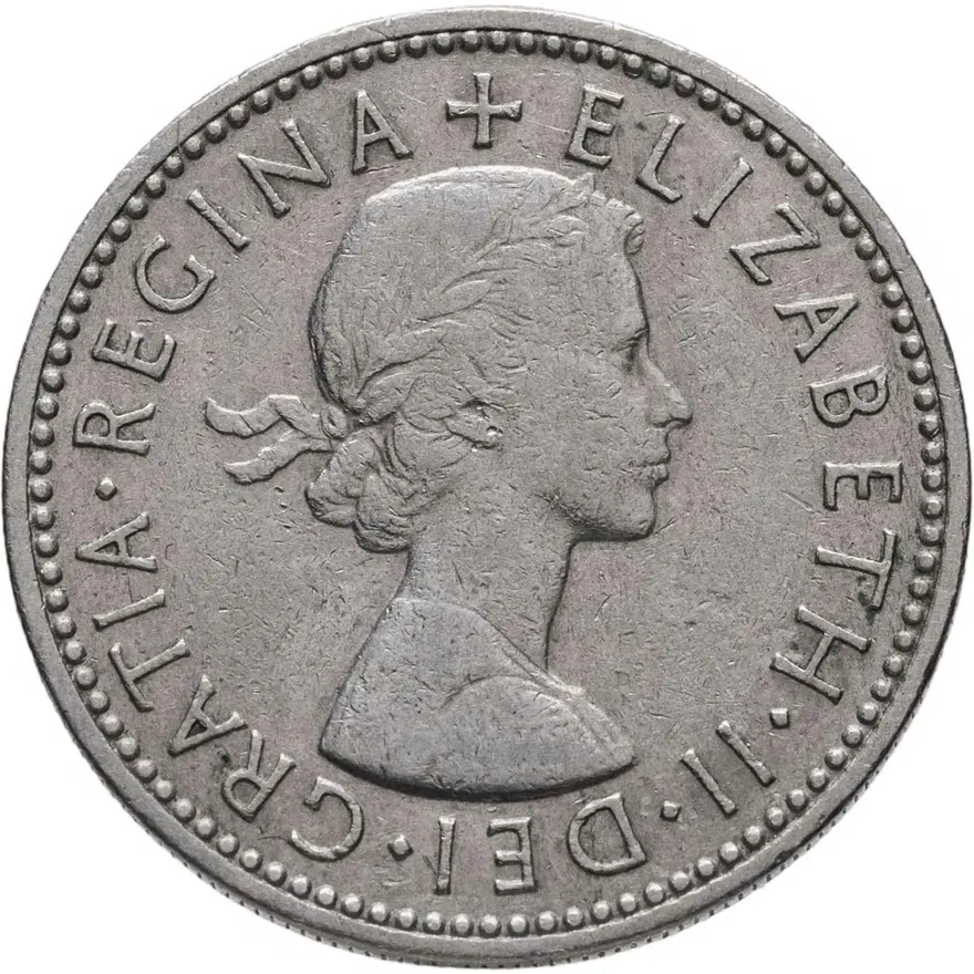 Великобритания 1 шиллинг (shilling) 1965  Английский герб - 3 льва внутри коронованного щита, аверс