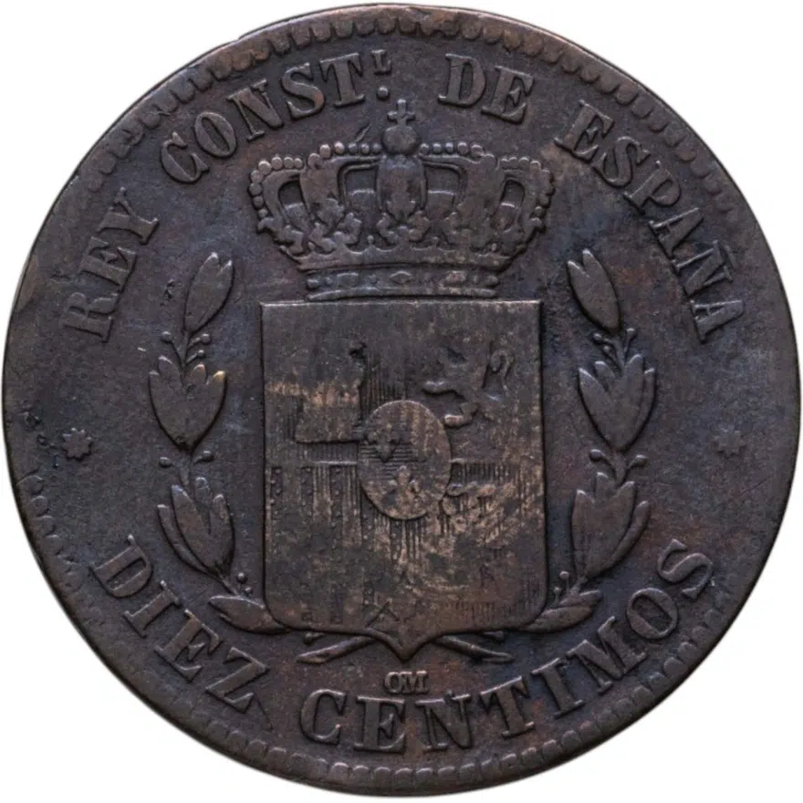Испания 10 сентимо 1879