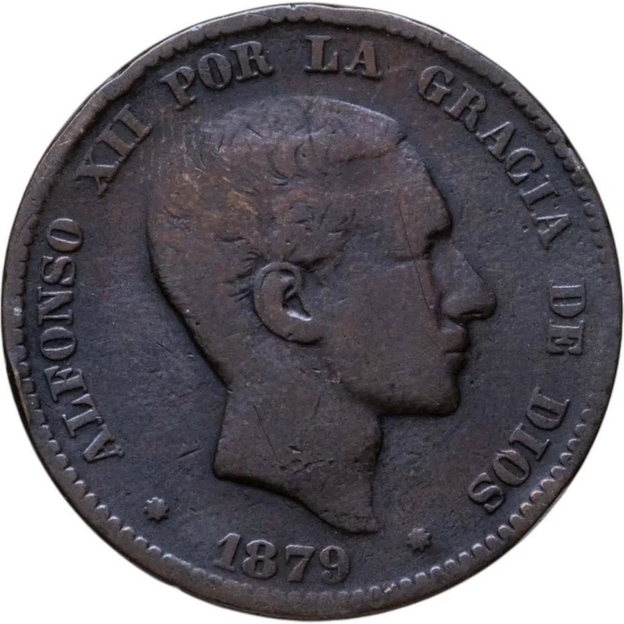 Испания 10 сентимо 1879, реверс