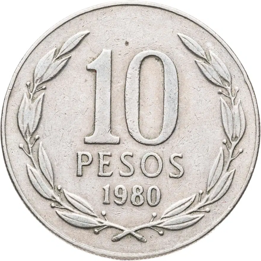 Чили 10 песо (pesos) 1980