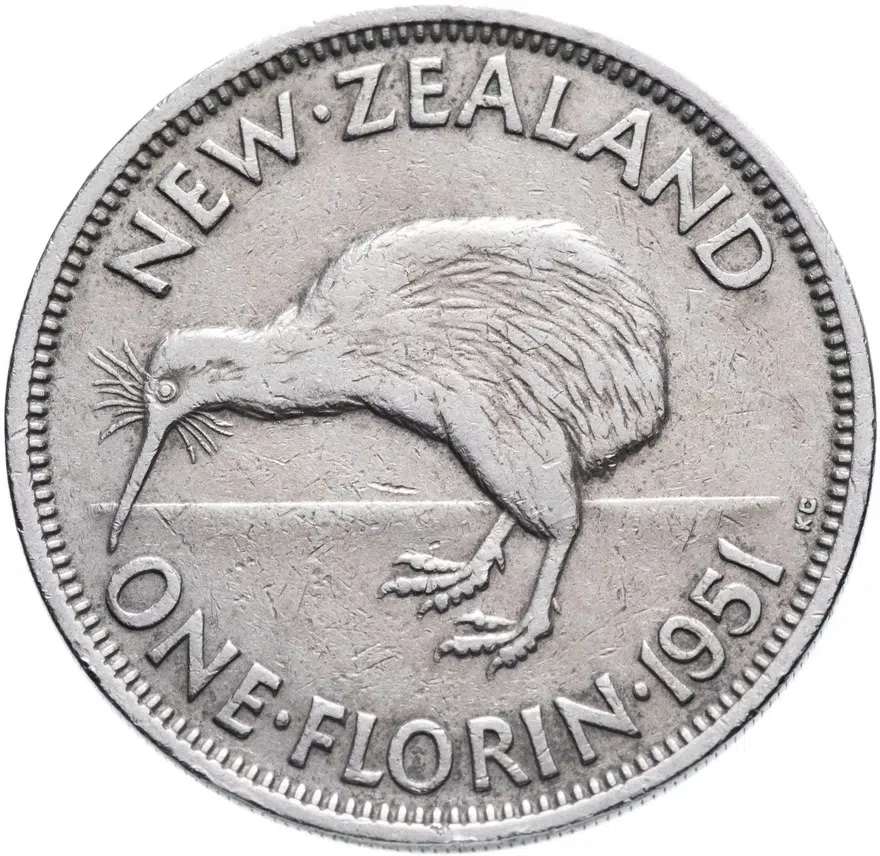 Новая Зеландия 2 шиллинга (флорин, shillings) 1951, реверс
