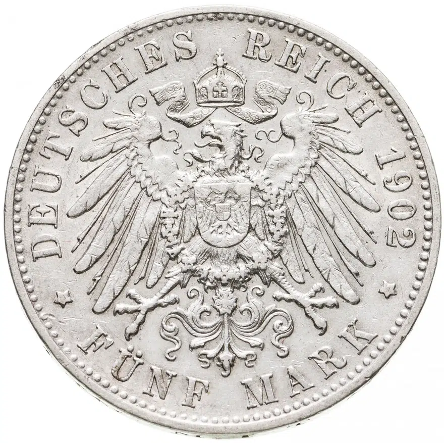 Германия (Империя) 5 марок (mark) 1902, реверс