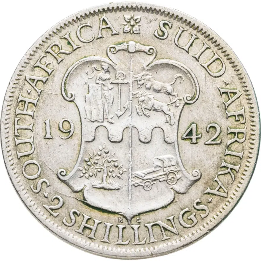 ЮАР 2 шиллинга (флорин, shillings) 1942, аверс