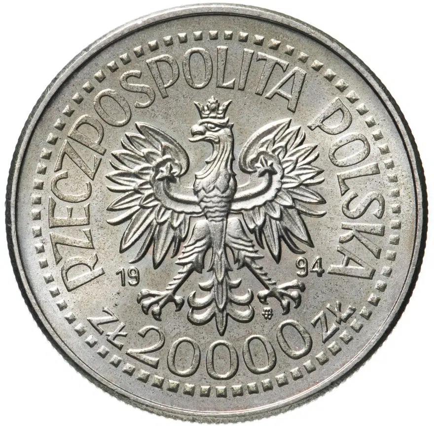 Польша 20000 злотых (zlotych) 1994  Новое здание Варшавского монетного двора, реверс