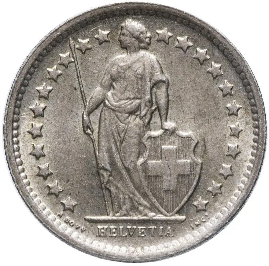 Швейцария 1/2 франка 1966, реверс