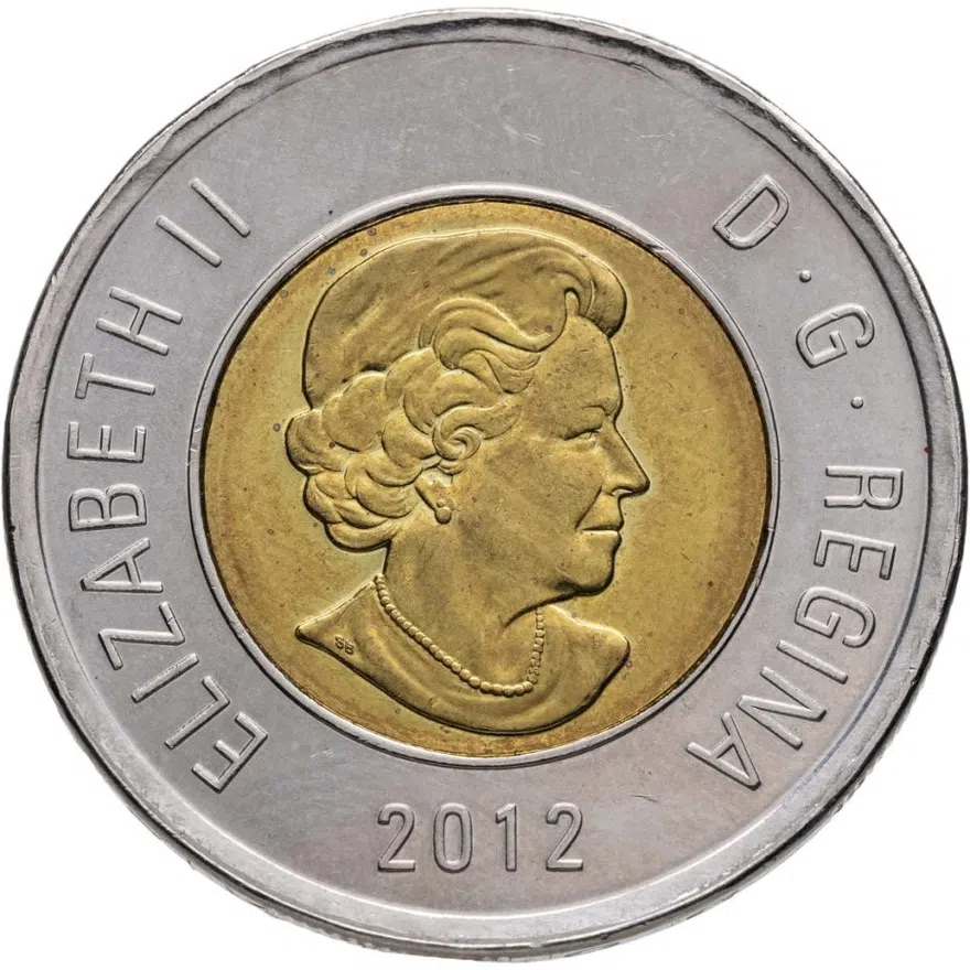 Канада 2 доллара (dollars) 2012  "Дата под портретом", реверс