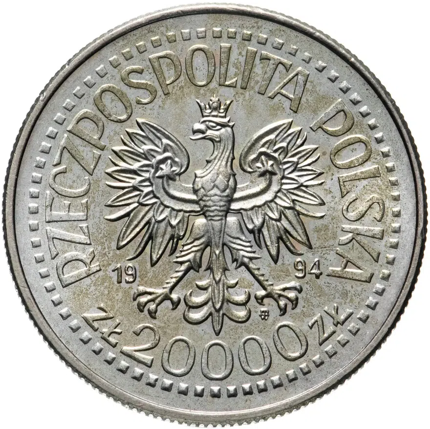 Польша 20000 злотых (zlotych) 1994 "75 лет Ассоциации инвалидов", реверс