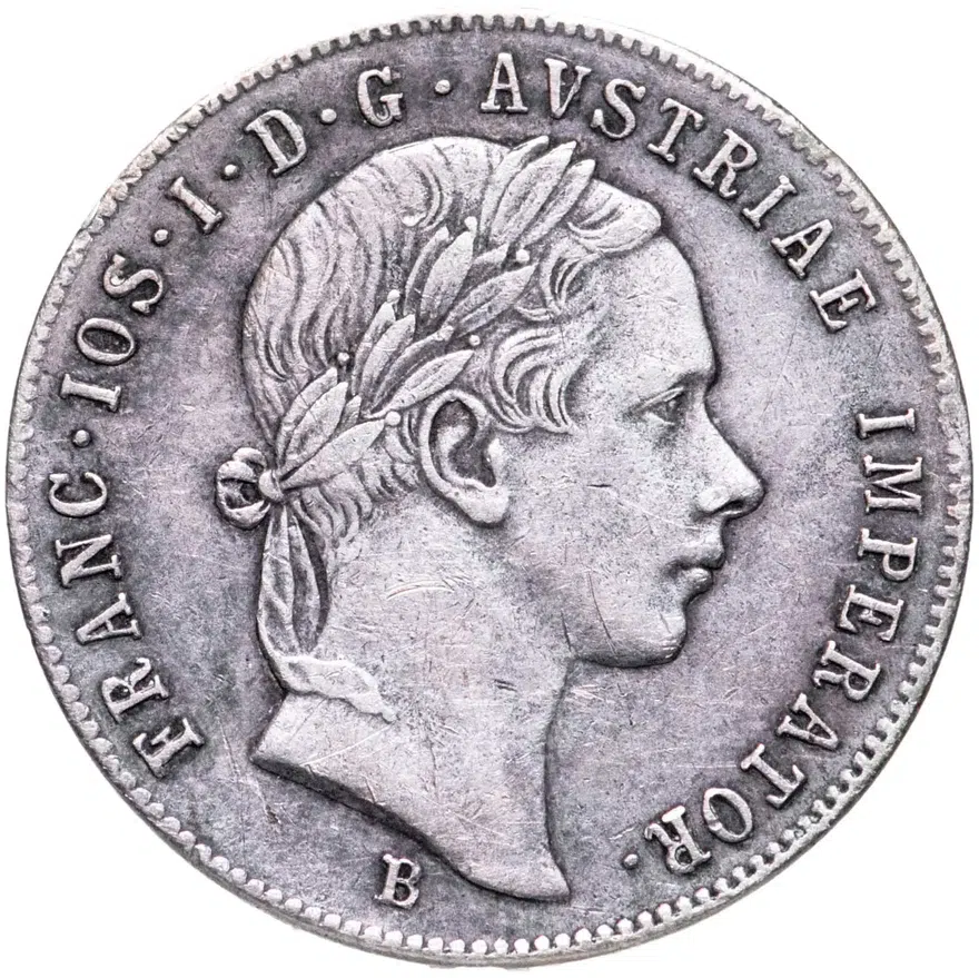 Австрия 20 крейцеров (kreuzer) 1856 B  знак монетного двора "B" - Кремница