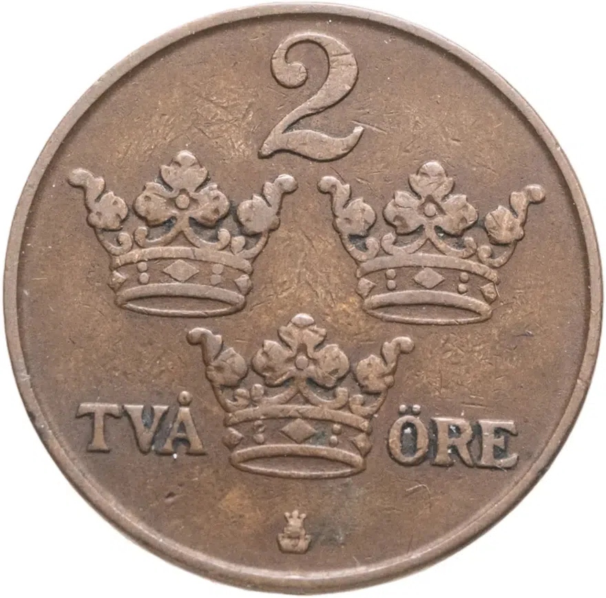 Швеция 2 эре (ore) 1915, аверс