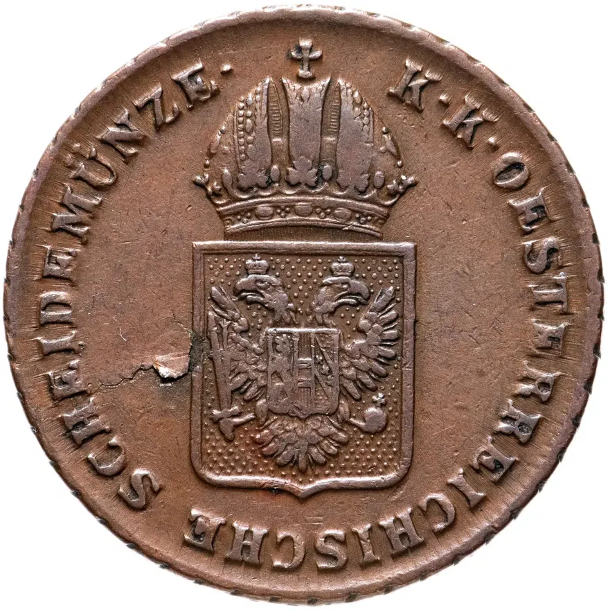 Австрия 1 крейцер (kreuzer) 1816 A  знак монетного двора "A" - Вена, реверс