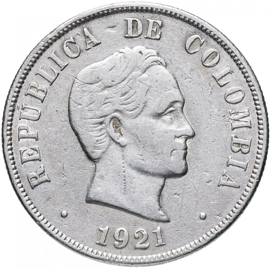 Колумбия 50 сентаво (centavos) 1921