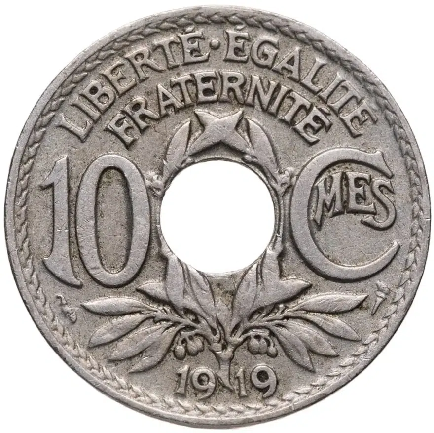 Франция 10 сантимов (centimes) 1919, аверс