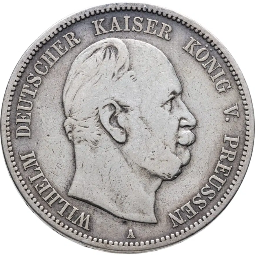 Германия (Империя) 5 марок (mark) 1876 A  знак монетного двора: "A" - Берлин