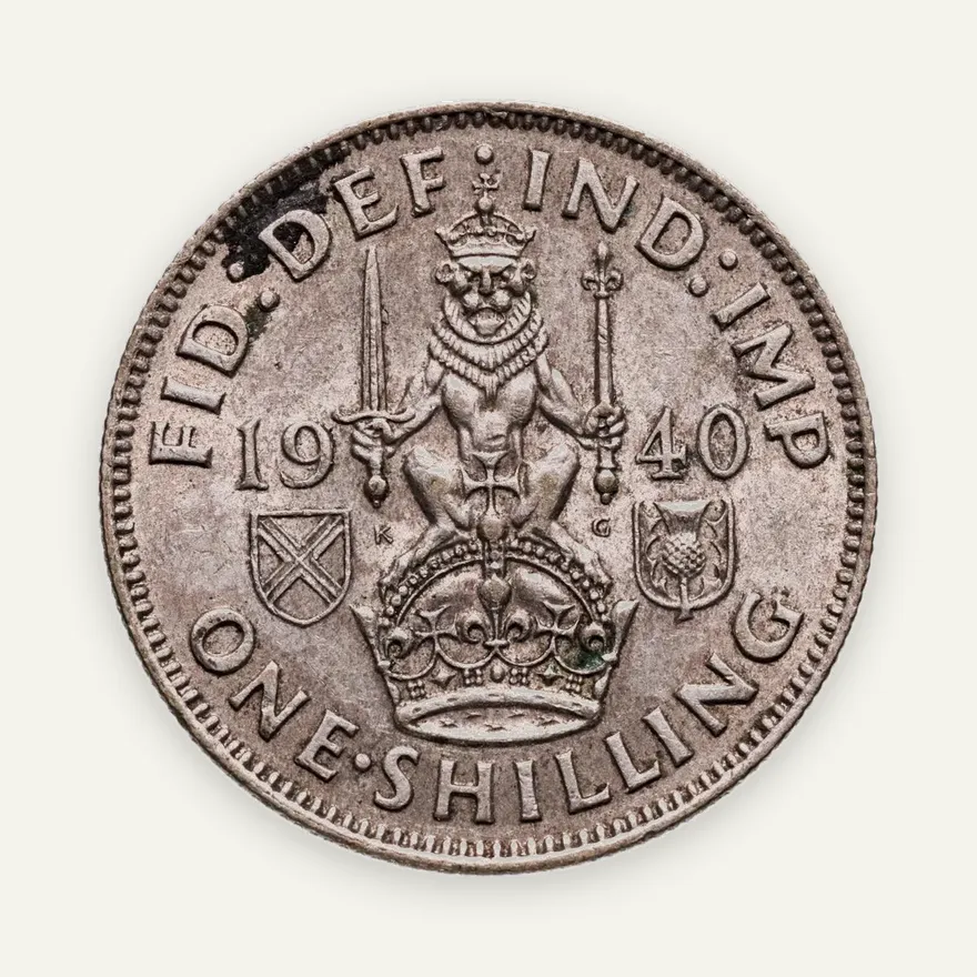 Великобритания 1 шиллинг (shilling) 1940   Шотландский шиллинг - лев, сидящий на короне, реверс