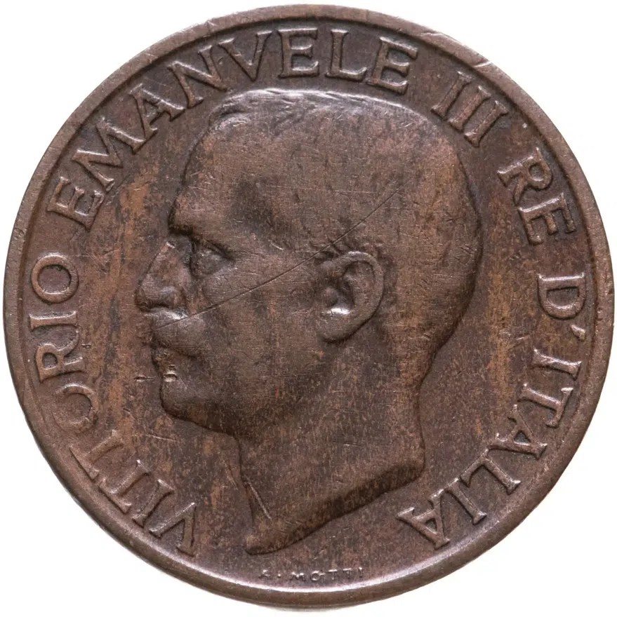 Италия 10 чентезимо (centesimi) 1928, реверс