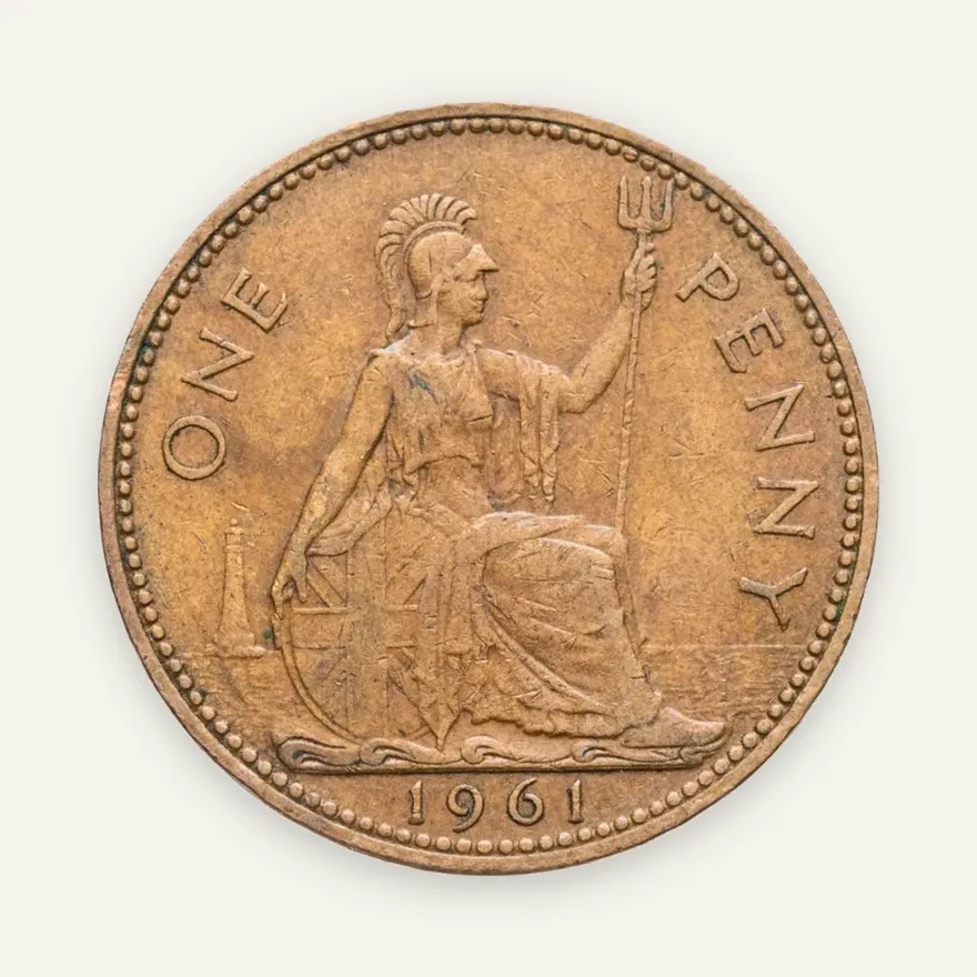 Великобритания 1 пенни (penny) 1961, аверс