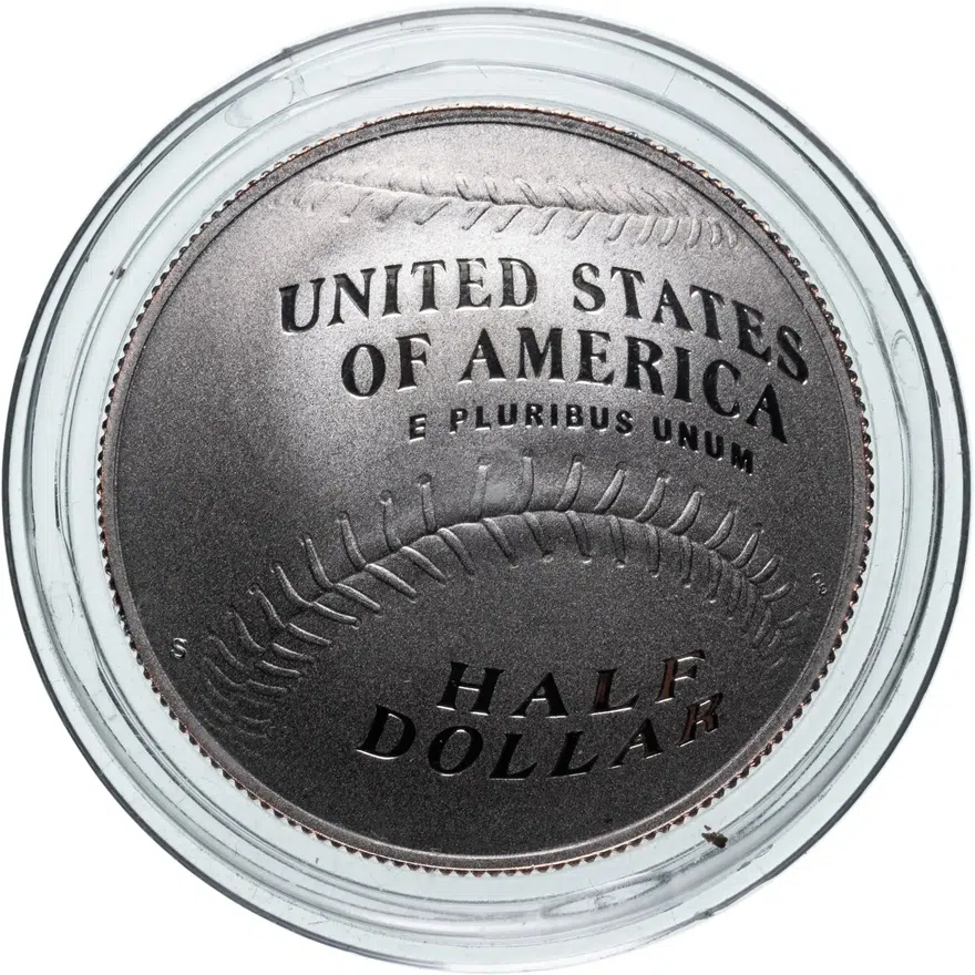 США 50 центов (1/2 доллара, half dollar) 2014 S Национальный зал славы бейсбола знак монетного двора: "S" - Сан-Франциско, аверс