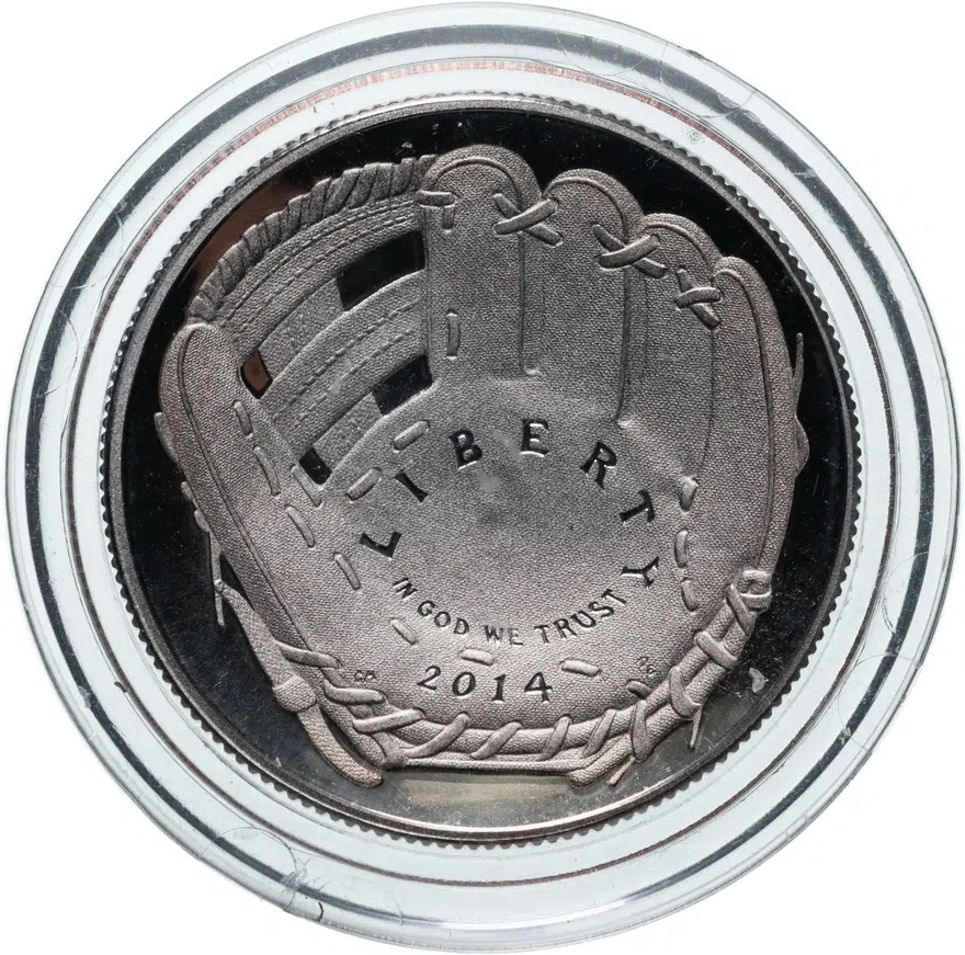 США 50 центов (1/2 доллара, half dollar) 2014 S Национальный зал славы бейсбола знак монетного двора: "S" - Сан-Франциско, реверс