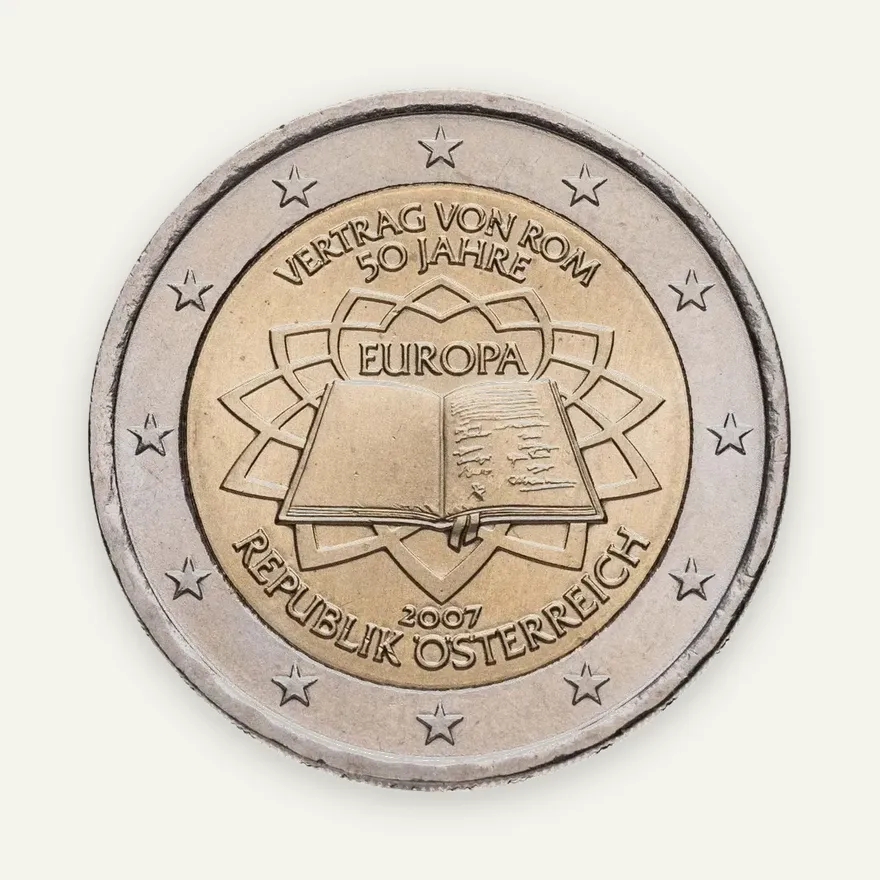 Австрия 2 euro (евро) 2007 "50-летие Римскому договору", аверс