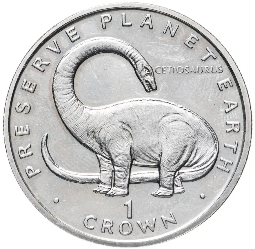 Гибралтар 1 крона (crown) 1993 "Динозавры - Цетиозавр", аверс