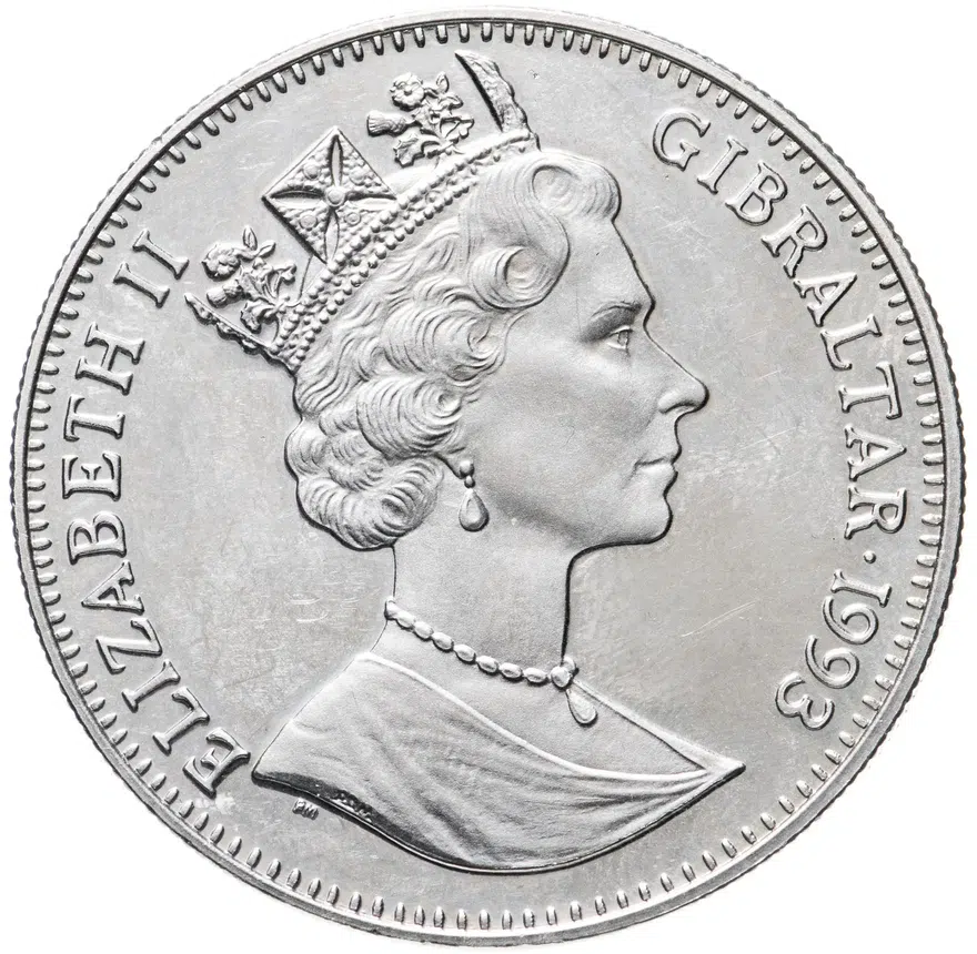 Гибралтар 1 крона (crown) 1993 "Динозавры - Цетиозавр", реверс