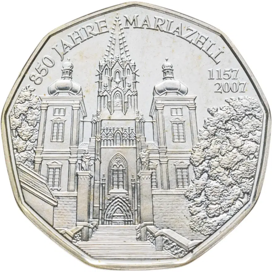 Австрия 5 евро 2007 "850 лет базилике Мариацелль", аверс