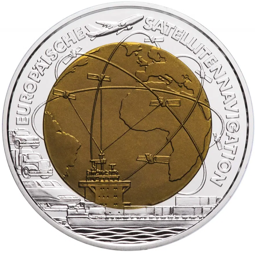 Австрия 25 euro (евро) 2006 "Европейская спутниковая навигация" в футляре с сертификатом, реверс