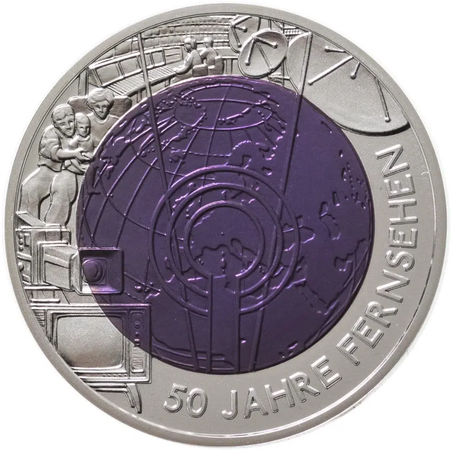 Австрия 25 euro (евро) 2005 "50-летие австрийского телевидения" в футляре с сертификатом