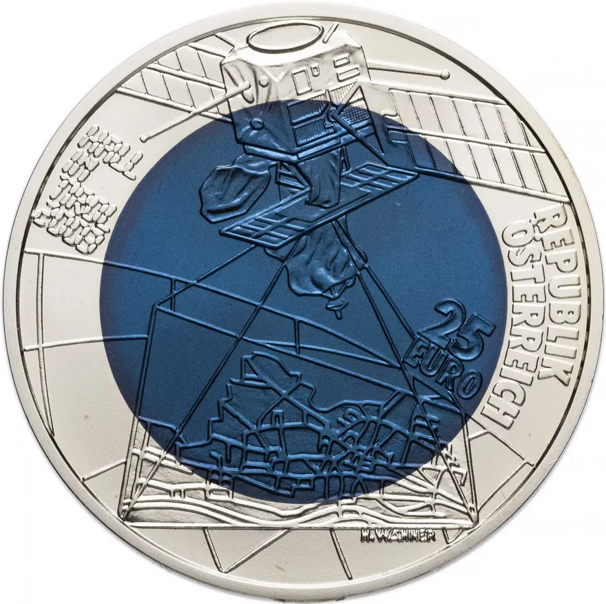 Австрия 25 euro (евро) 2003 "700 лет городу Халль в Тироле" в футляре с сертификатом, аверс