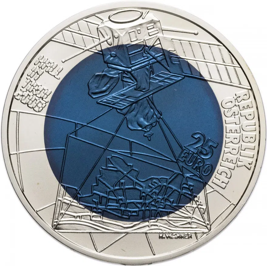 Австрия 25 euro (евро) 2003 "700 лет городу Халль в Тироле" в футляре с сертификатом, реверс