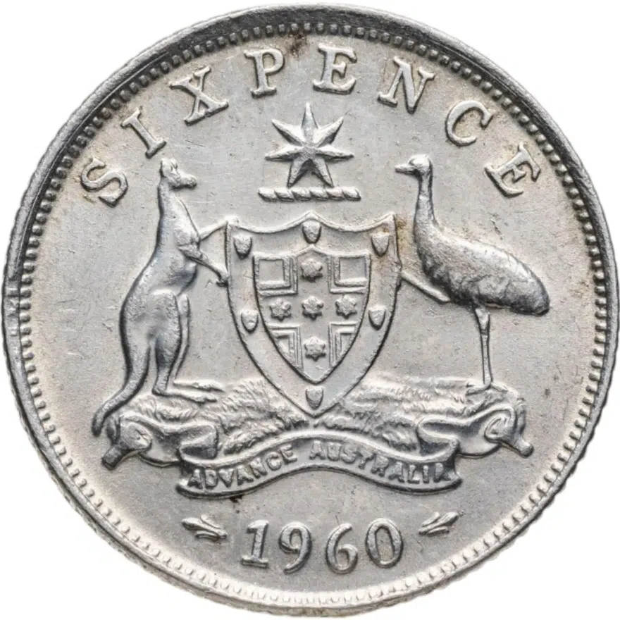 Австралия 6 пенсов (pence) 1960, аверс
