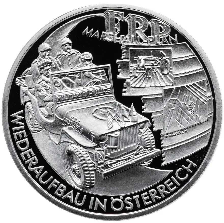 Австрия 20 евро (euro) 2003 "План Маршала" в футляре с сертификатом