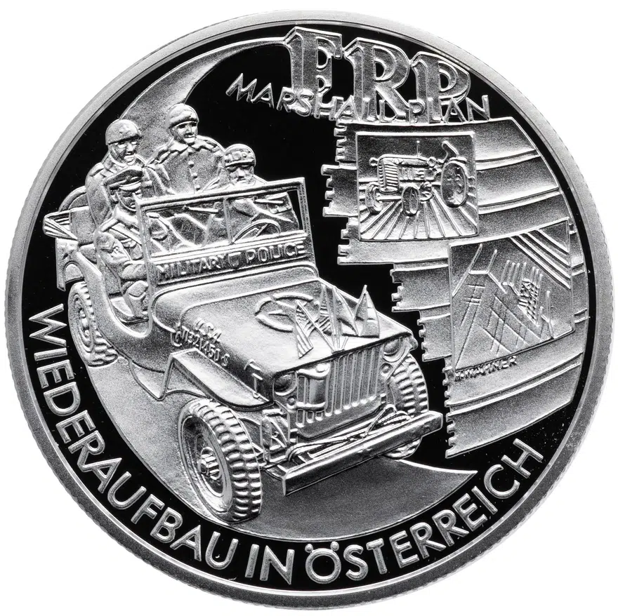 Австрия 20 евро (euro) 2003 "План Маршала" в футляре с сертификатом, реверс