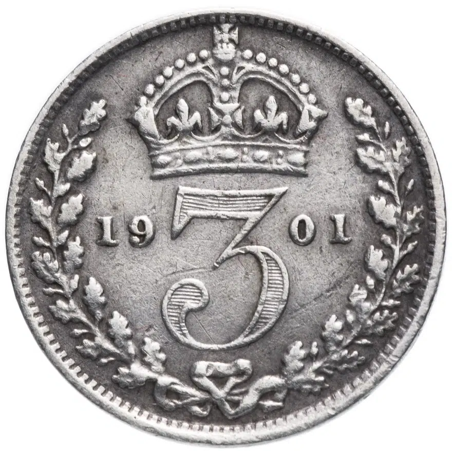 Великобритания 3 пенса (pence) 1901, реверс
