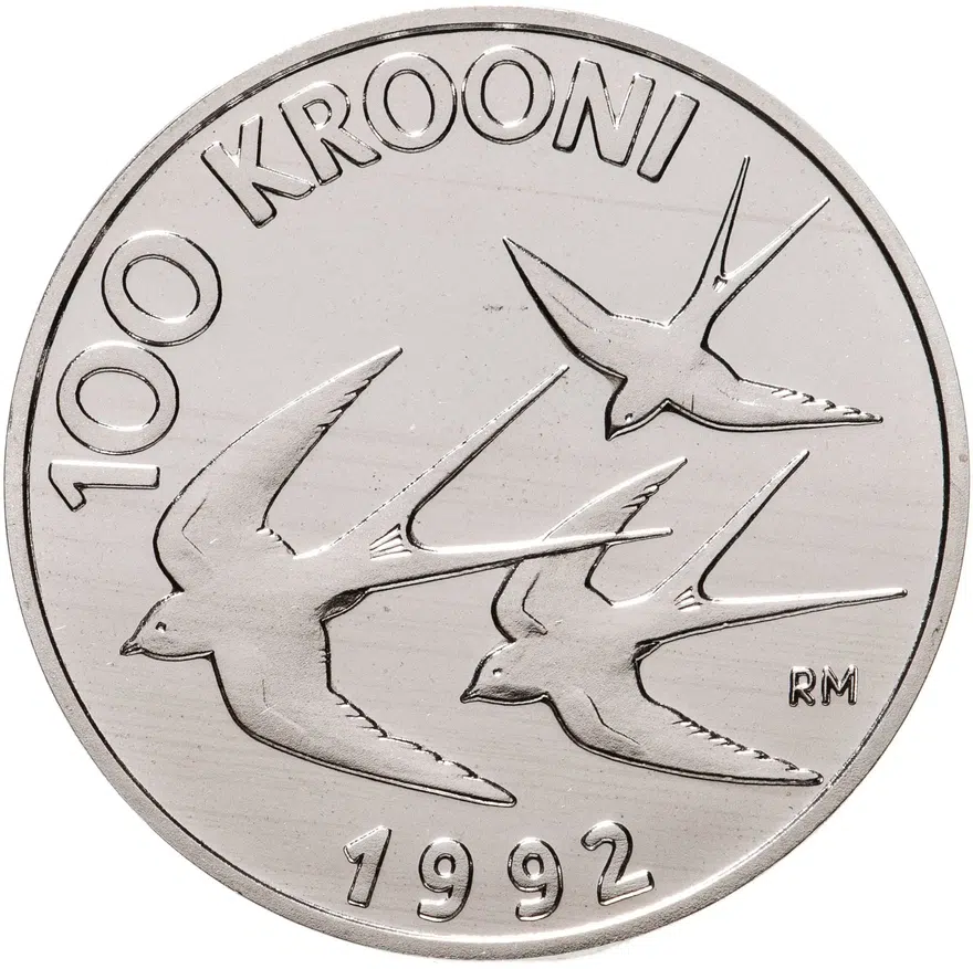 Эстония 100 крон (krooni) 1992  Денежная реформа