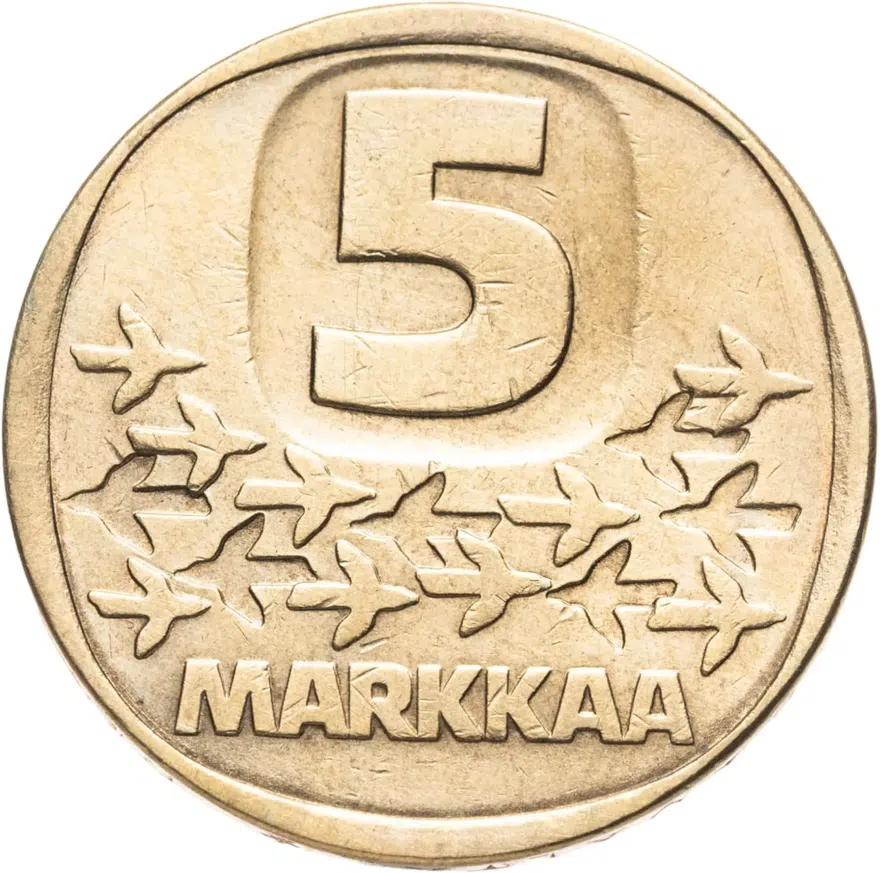 Финляндия 5 марок (markkaa) 1985