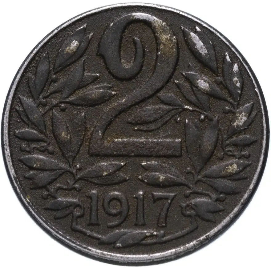 Австрия 2 геллера (heller) 1917