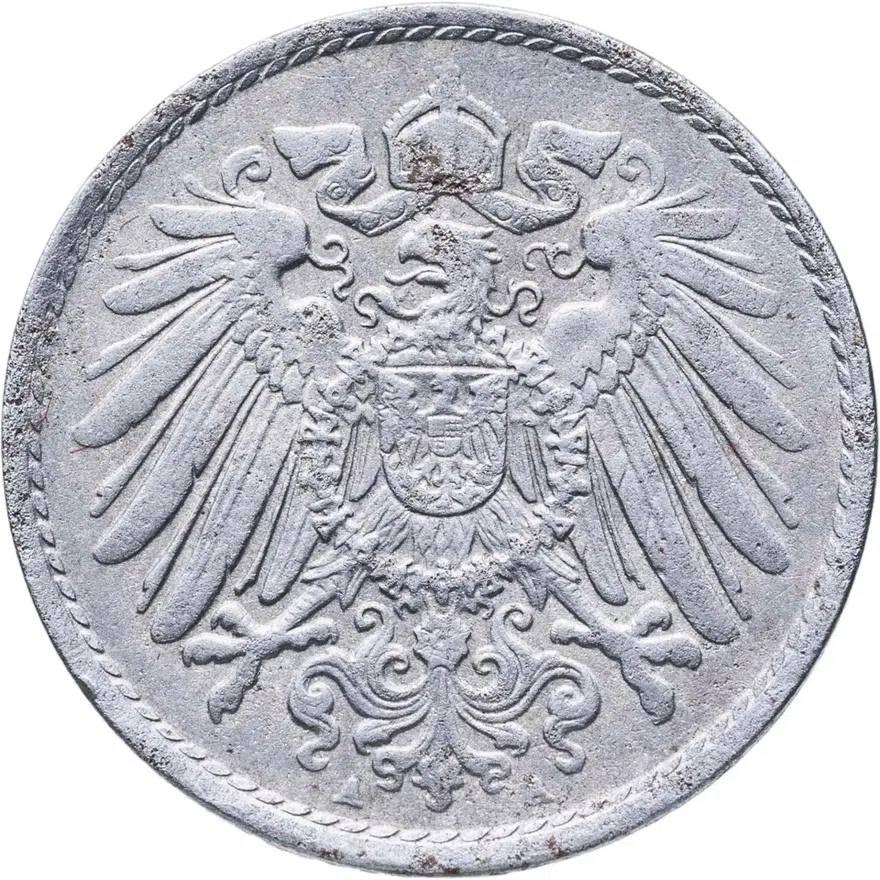 Германия 5 пфеннигов (pfennig) 1918 A  знак монетного двора: "A" - Берлин, реверс