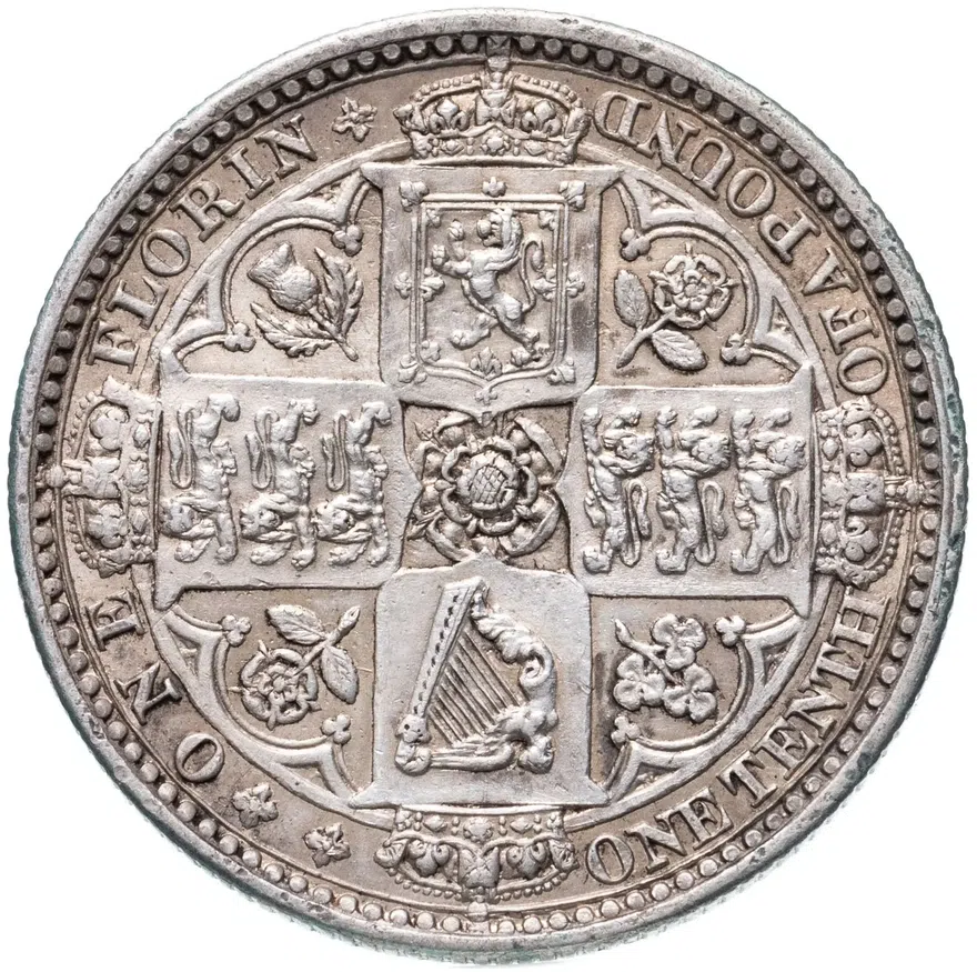 Великобритания 2 шиллинга (флорин, shillings) 1849, реверс