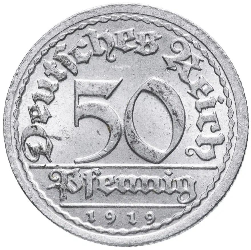 Германия (Веймарская республика) 50 пфеннигов (pfennig) 1919 J