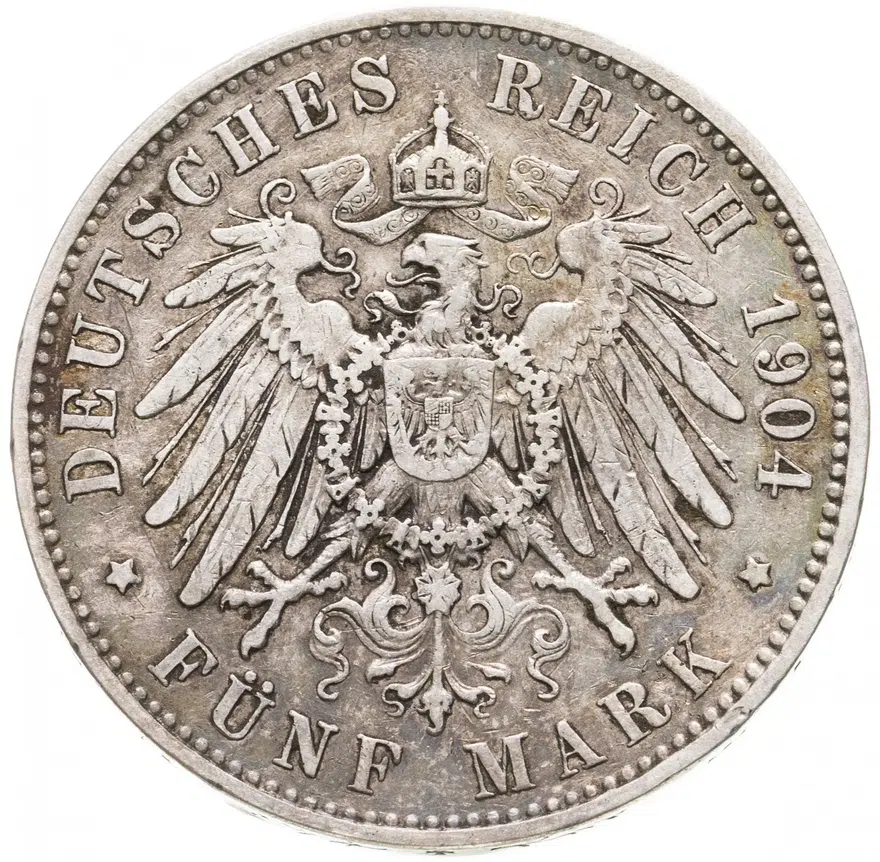 Германия (Империя) 5 марок (mark) 1904  Смерть Георга Саксонского, реверс