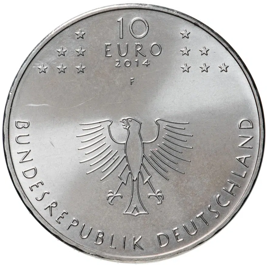 Германия 10 евро (euro) 2014 F 600 Лет Констанцкому Собору медно-никелевый сплав, реверс