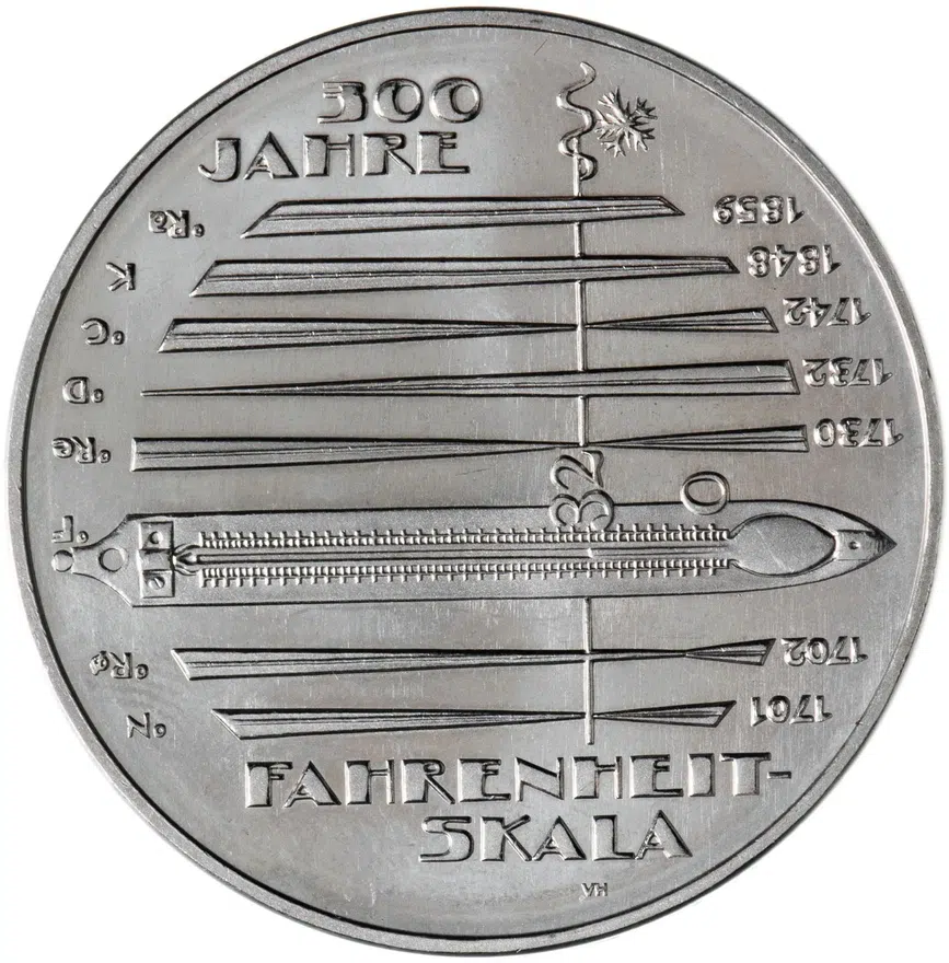 Германия 10 евро (euro) 2014 J 300 лет шкале Фаренгейта медно-никелевый сплав, реверс